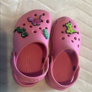 CROCS Kids Pink Toddler 9 with Dinosaur Charms